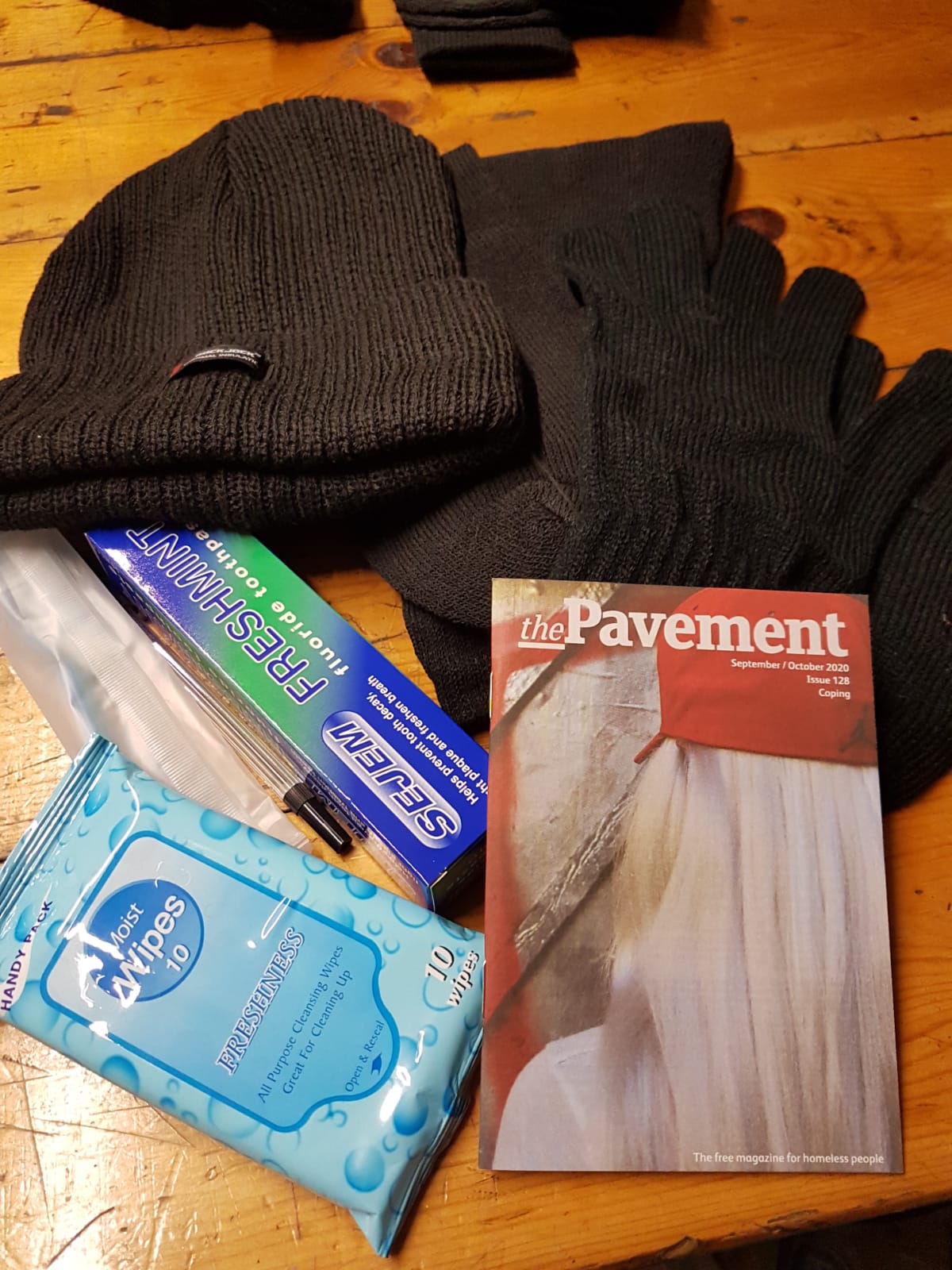 Winter supplies for people living on the streets.